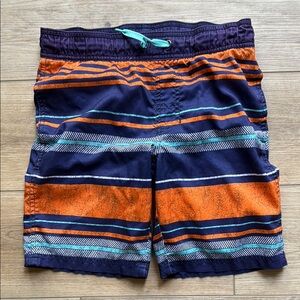 Cat and Jack Boys Striped Navy and Orange Swim Trunks